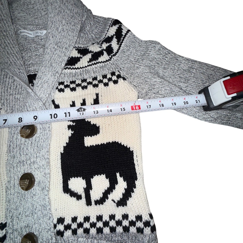 Woman's M Elk Deer Cottagecore Cowichan‎ Cardigan Knit Sweater Aztec - Picture 4 of 9